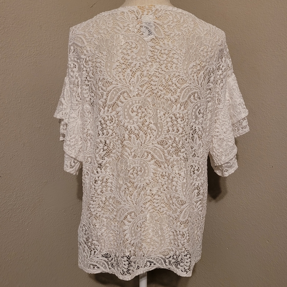 Ruby Rd. White Sheer Lace Blouse - Picture 2 of 10